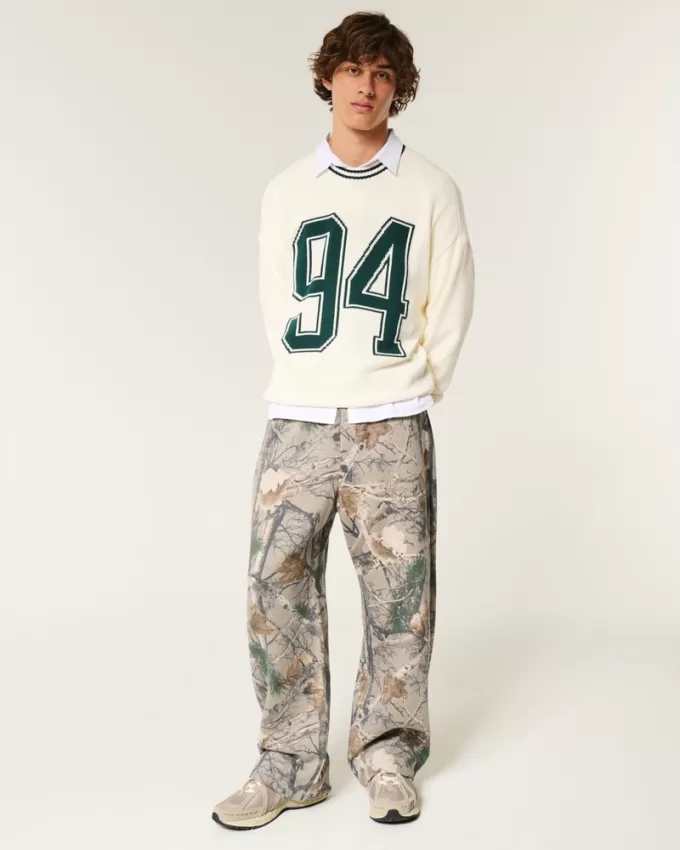 Boxy Varsity Crew Sweater,Boxy Varsity Crew Sweater