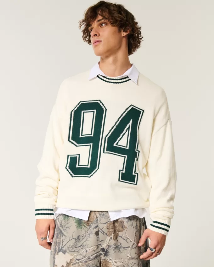 Boxy Varsity Crew Sweater,Boxy Varsity Crew Sweater