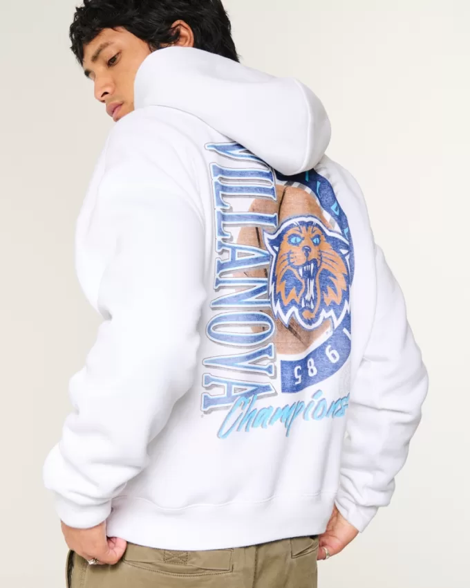 Boxy Villanova University Wildcats Graphic Hoodie,Boxy Villanova University Wildcats Graphic Hoodie