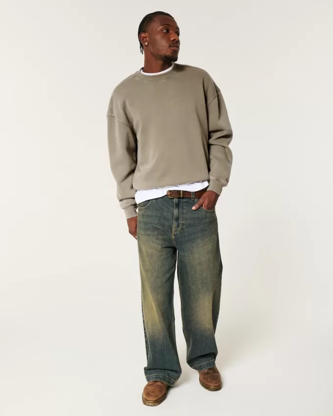 Boxy Washed Crew Sweatshirt,Boxy Washed Crew Sweatshirt