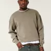 Boxy Washed Crew Sweatshirt,Boxy Washed Crew Sweatshirt