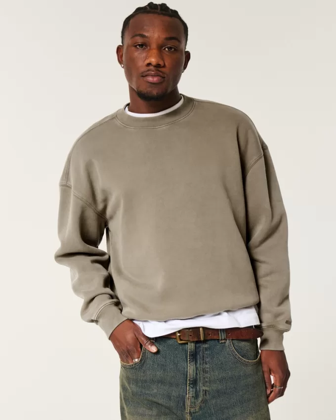 Boxy Washed Crew Sweatshirt,Boxy Washed Crew Sweatshirt