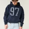 Boxy Washed Number Graphic Hoodie,Boxy Washed Number Graphic Hoodie