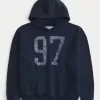 Boxy Washed Number Graphic Hoodie,Boxy Washed Number Graphic Hoodie