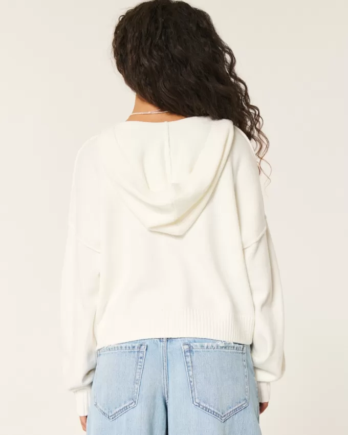 Boxy Zip-Up Sweater Hoodie,Boxy Zip-Up Sweater Hoodie