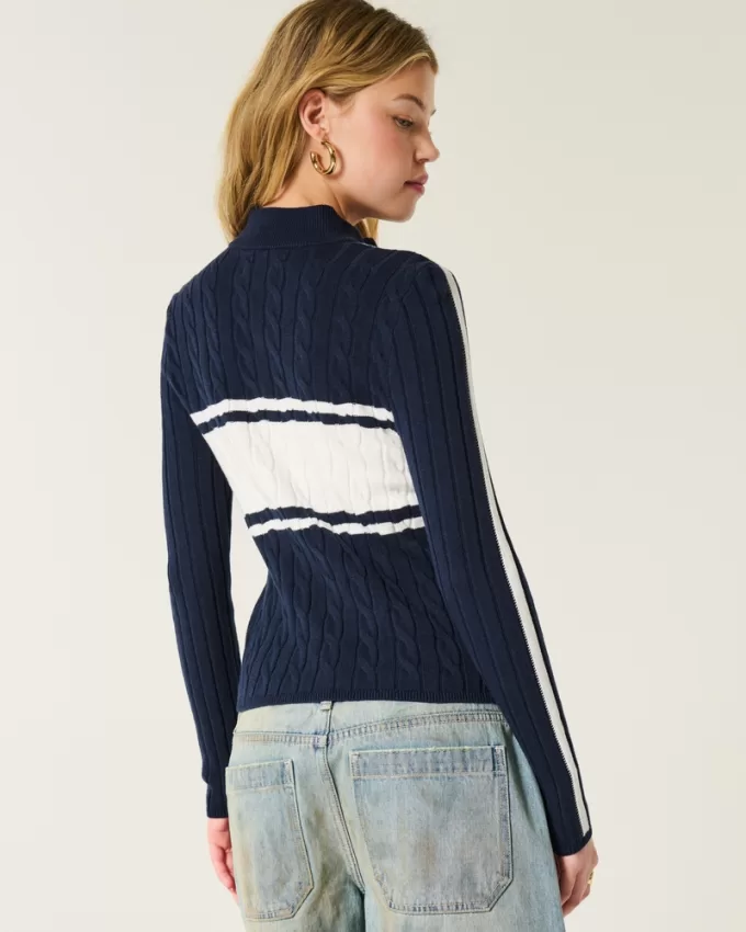 Cable-Knit Zip-Up Sweater,Cable-Knit Zip-Up Sweater