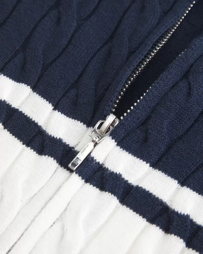 Cable-Knit Zip-Up Sweater,Cable-Knit Zip-Up Sweater