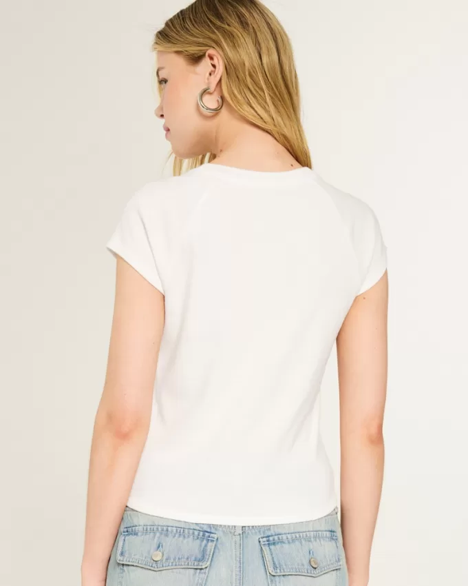 Cap Sleeve Shimmer Graphic Baby Tee,Cap Sleeve Shimmer Graphic Baby Tee