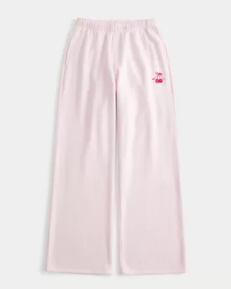 Cherry Graphic Wide-Leg Sweatpants,Cherry Graphic Wide-Leg Sweatpants