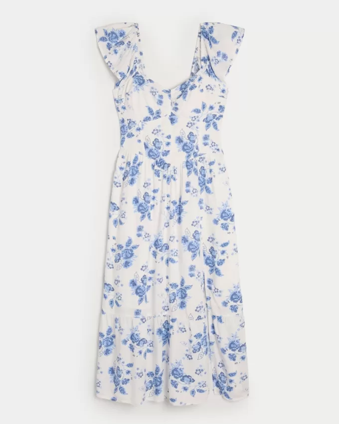 Cinch Bust V-Waist Midi Dress,Cinch Bust V-Waist Midi Dress