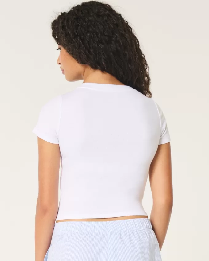 Cotton Blend V-Neck Baby Tee,Cotton Blend V-Neck Baby Tee