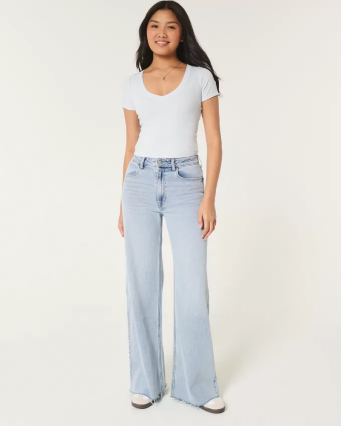 Cotton Blend V-Neck Baby Tee,Cotton Blend V-Neck Baby Tee