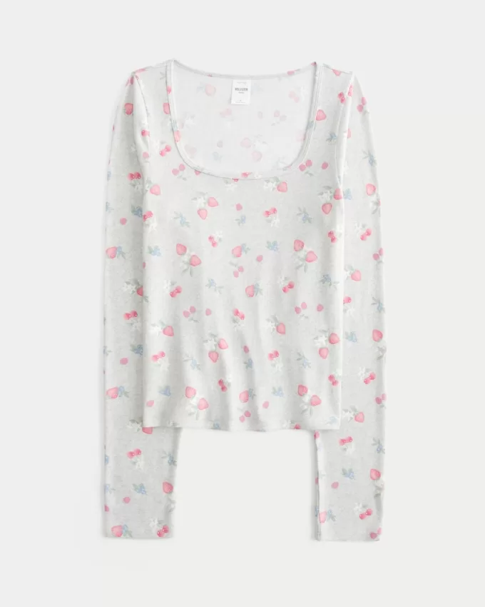 Cozy Berry Pattern Pajama Top,Cozy Berry Pattern Pajama Top