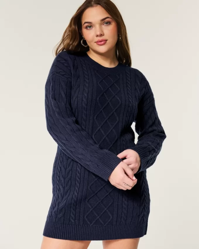 Cozy Cable-Knit Sweater Dress,Cozy Cable-Knit Sweater Dress