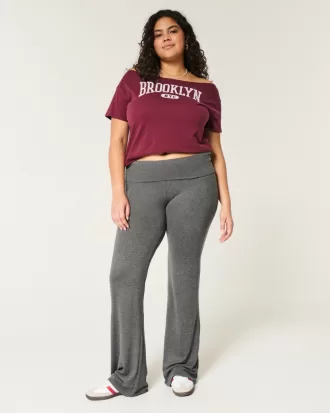 Cozy Knit Foldover Waist Flare Pants,Cozy Knit Foldover Waist Flare Pants