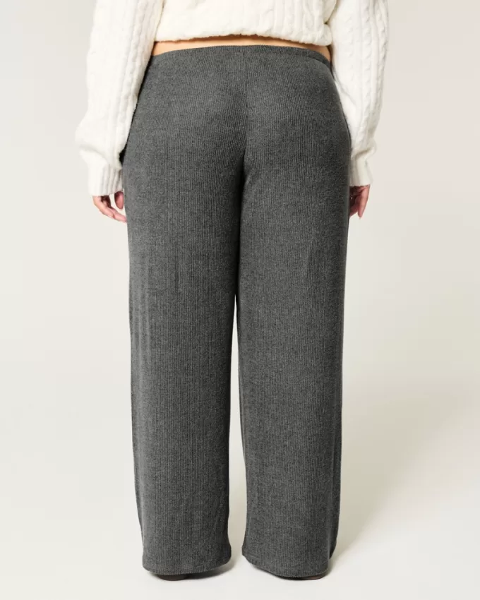 Cozy Ribbed Drawstring Baggy Pants,Cozy Ribbed Drawstring Baggy Pants