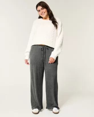 Cozy Ribbed Drawstring Baggy Pants,Cozy Ribbed Drawstring Baggy Pants