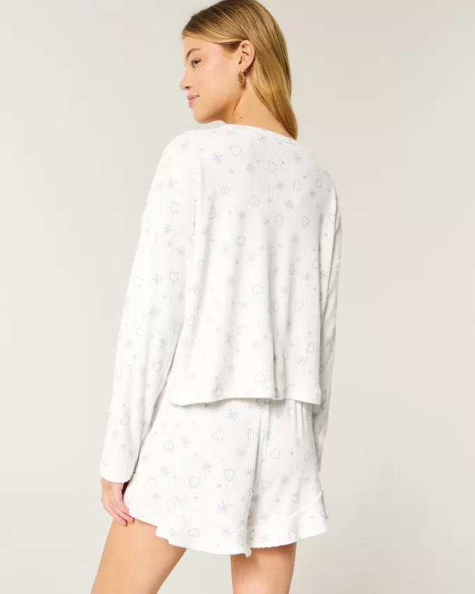 Cozy Ribbed Pajama Top & Shorts Set,Cozy Ribbed Pajama Top & Shorts Set