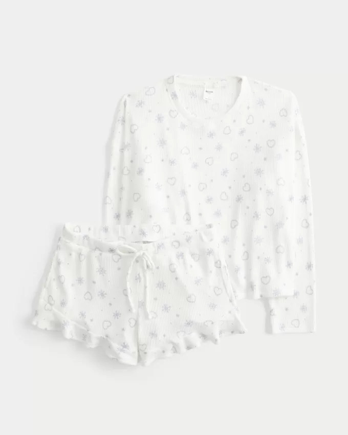 Cozy Ribbed Pajama Top & Shorts Set,Cozy Ribbed Pajama Top & Shorts Set