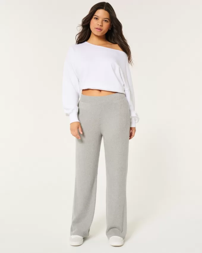 Cozy Ribbed Wide-Leg Pants,Cozy Ribbed Wide-Leg Pants