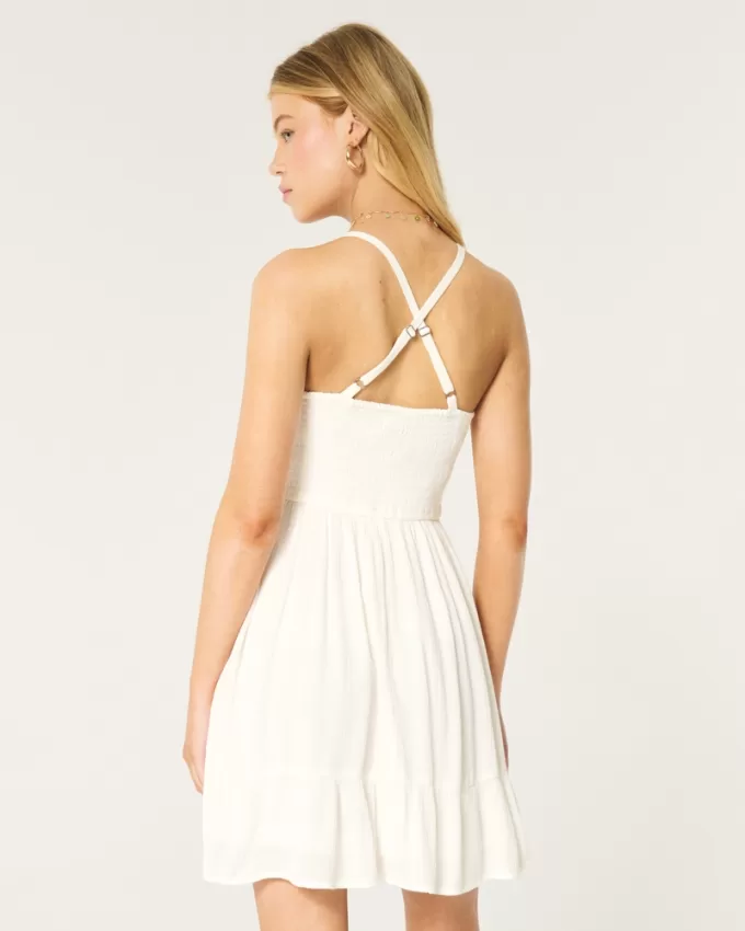 Crochet-Style Mix Mini Dress,Crochet-Style Mix Mini Dress