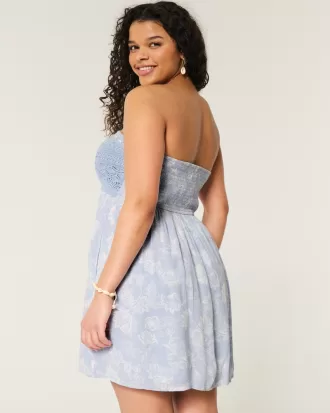 Crochet-Style Mix Strapless Mini Dress,Crochet-Style Mix Strapless Mini Dress