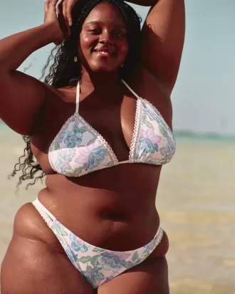 Crochet-Style Mixed High-Leg Cheeky Bikini Bottom,Crochet-Style Mixed High-Leg Cheeky Bikini Bottom