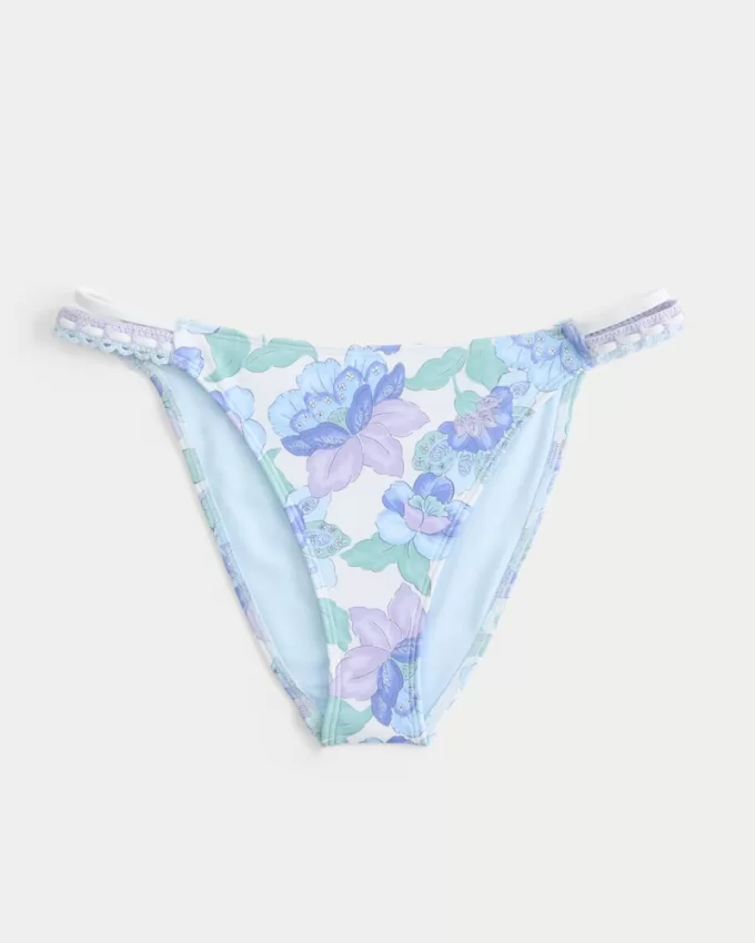 Crochet-Style Mixed High-Leg Cheeky Bikini Bottom,Crochet-Style Mixed High-Leg Cheeky Bikini Bottom