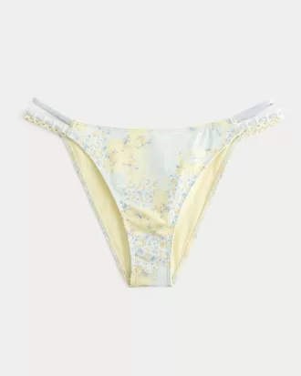 Crochet-Style Mixed High-Leg Cheeky Bikini Bottom,Crochet-Style Mixed High-Leg Cheeky Bikini Bottom