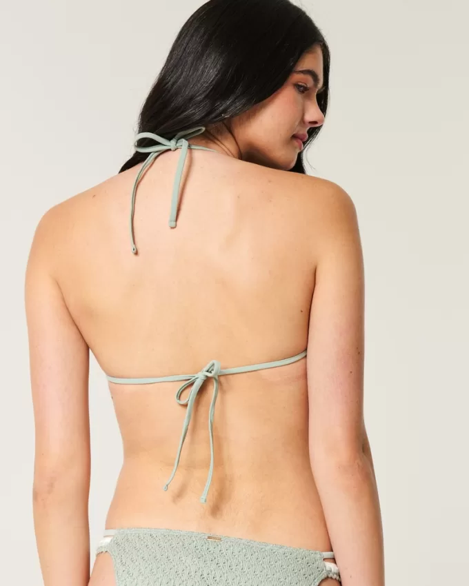 Crochet-Style Mixed Triangle Bikini Top,Crochet-Style Mixed Triangle Bikini Top