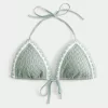 Crochet-Style Mixed Triangle Bikini Top,Crochet-Style Mixed Triangle Bikini Top