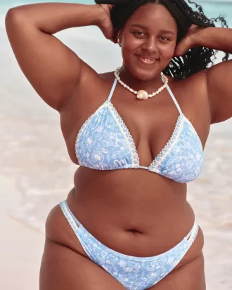 Crochet-Style Mixed Triangle Bikini Top,Crochet-Style Mixed Triangle Bikini Top