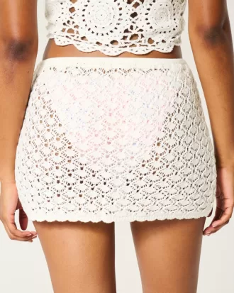Crochet-Style Pull-On Cover Up Skirt,Crochet-Style Pull-On Cover Up Skirt