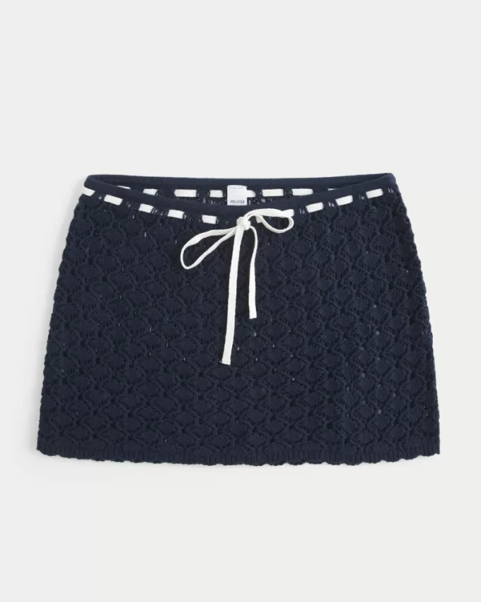 Crochet-Style Pull-On Cover Up Skirt,Crochet-Style Pull-On Cover Up Skirt
