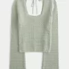Crochet-Style Square-Neck Top,Crochet-Style Square-Neck Top