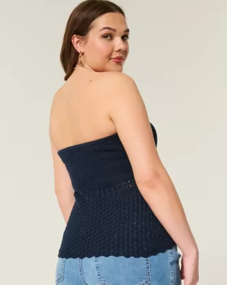 Crochet-Style Sweater Tube Top,Crochet-Style Sweater Tube Top