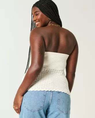 Crochet-Style Sweater Tube Top,Crochet-Style Sweater Tube Top