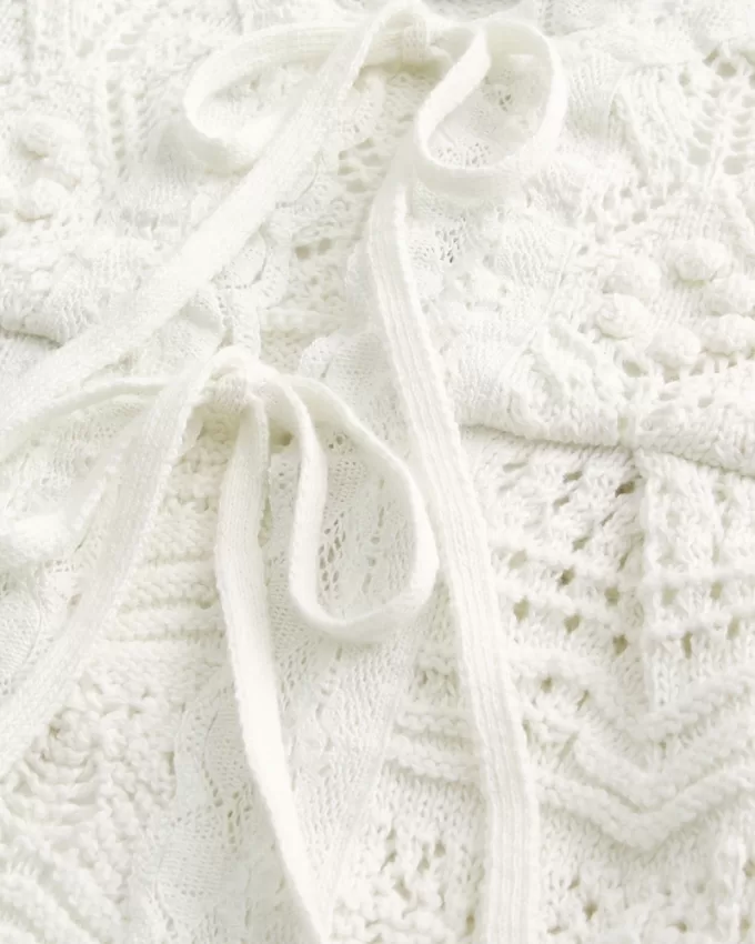 Crochet-Style Tie-Front Sweater Tank,Crochet-Style Tie-Front Sweater Tank