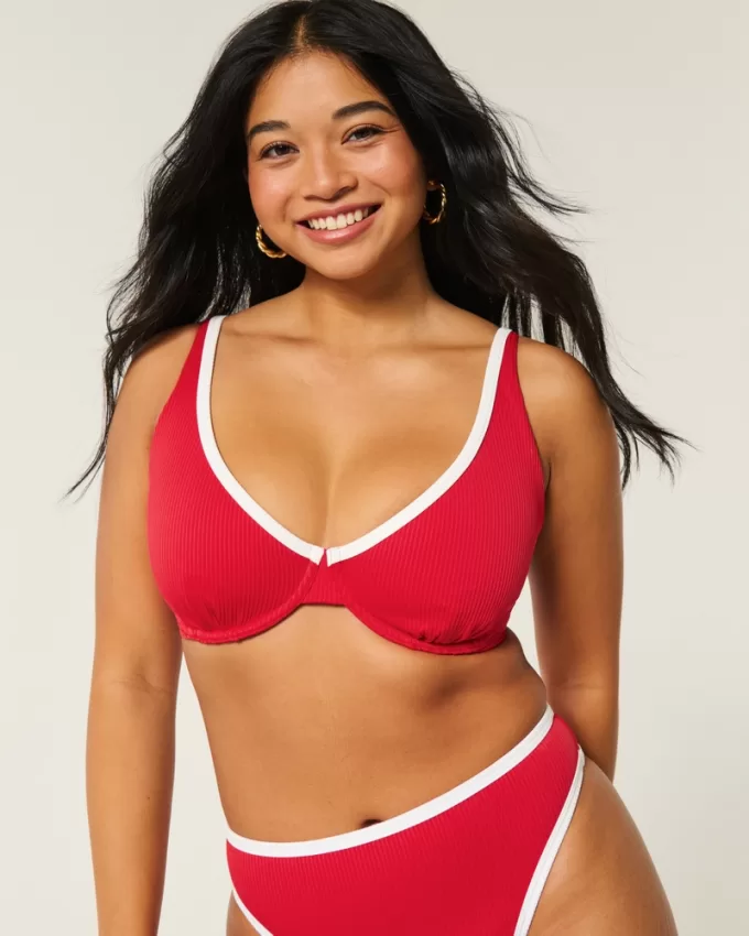 Curvy High Apex Ribbed Underwire Bikini Top,Curvy High Apex Ribbed Underwire Bikini Top
