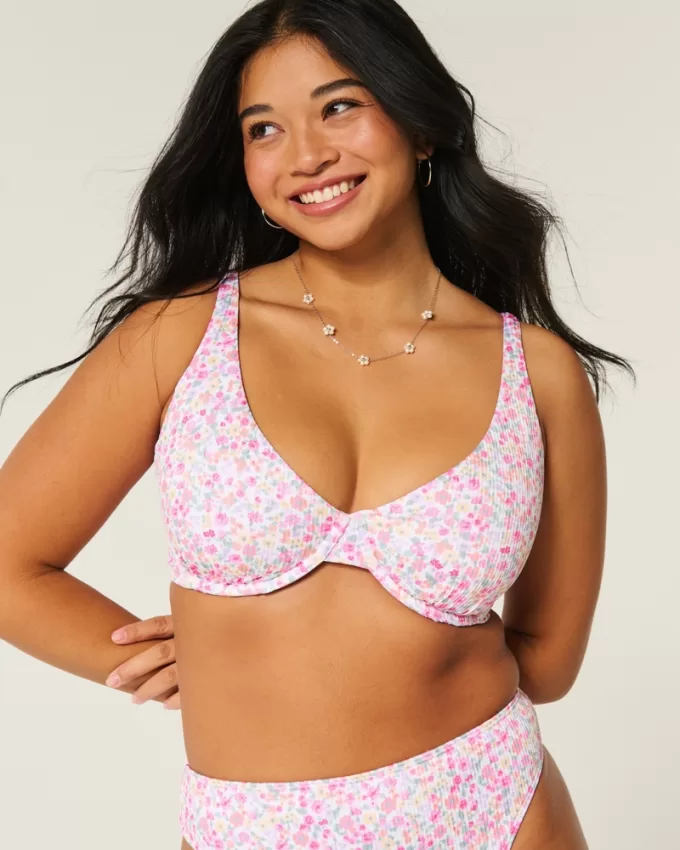 Curvy High Apex Ribbed Underwire Bikini Top,Curvy High Apex Ribbed Underwire Bikini Top