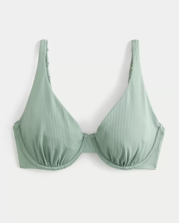 Curvy High Apex Ribbed Underwire Bikini Top,Curvy High Apex Ribbed Underwire Bikini Top