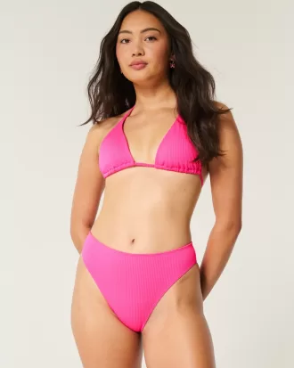 Curvy High-Leg High-Waist Ribbed Cheeky Bikini Bottom,Curvy High-Leg High-Waist Ribbed Cheeky Bikini Bottom