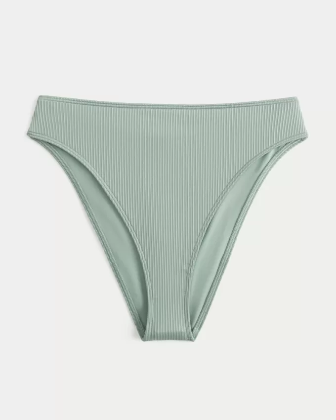 Curvy High-Leg High-Waist Ribbed Cheeky Bikini Bottom,Curvy High-Leg High-Waist Ribbed Cheeky Bikini Bottom