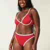 Curvy High-Leg High-Waist Ribbed Cheeky Bikini Bottom,Curvy High-Leg High-Waist Ribbed Cheeky Bikini Bottom