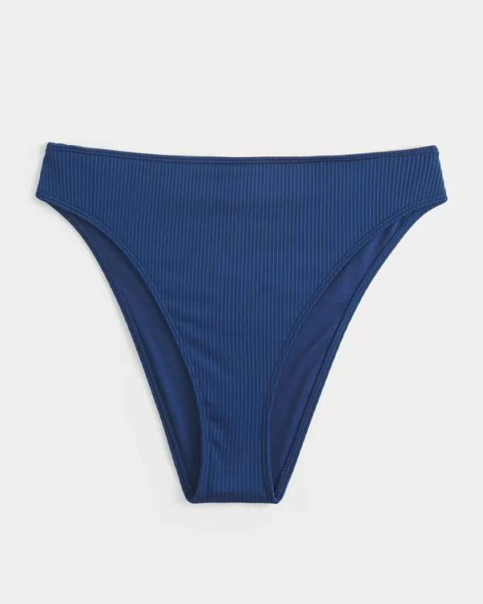 Curvy High-Leg High-Waist Ribbed Cheeky Bikini Bottom,Curvy High-Leg High-Waist Ribbed Cheeky Bikini Bottom