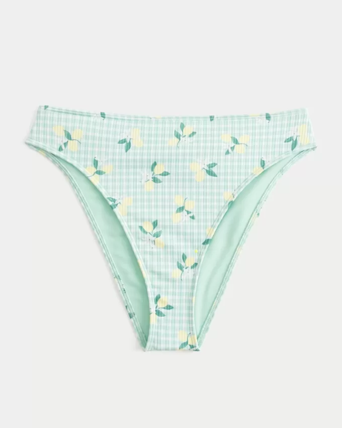 Curvy High-Leg High-Waist Ribbed Cheeky Bikini Bottom,Curvy High-Leg High-Waist Ribbed Cheeky Bikini Bottom
