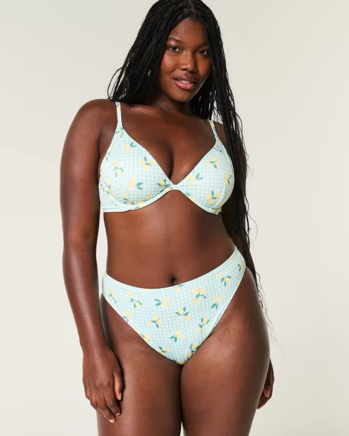 Curvy High-Leg High-Waist Ribbed Cheeky Bikini Bottom,Curvy High-Leg High-Waist Ribbed Cheeky Bikini Bottom