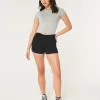 Curvy High-Rise Black Denim Shorts 3″,Curvy High-Rise Black Denim Shorts 3″