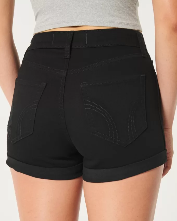 Curvy High-Rise Black Denim Shorts 3″,Curvy High-Rise Black Denim Shorts 3″