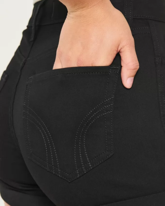 Curvy High-Rise Black Denim Shorts 3″,Curvy High-Rise Black Denim Shorts 3″